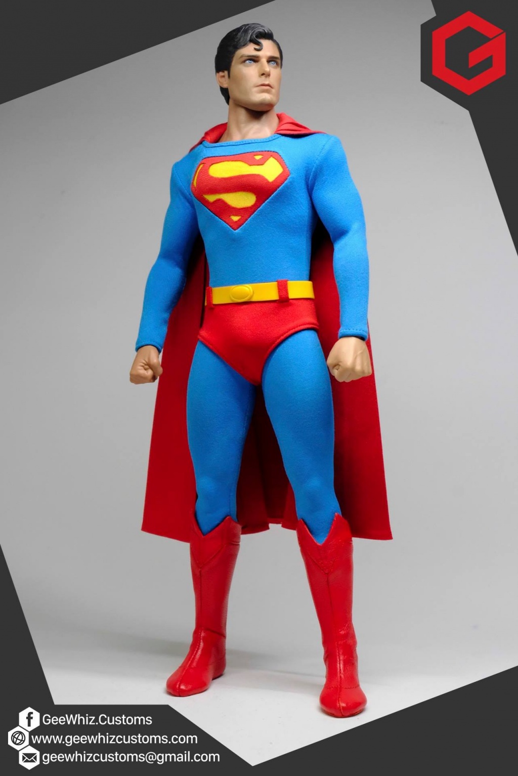 1/6 Scale Custom superman bleu rouge et or corps serré costume 