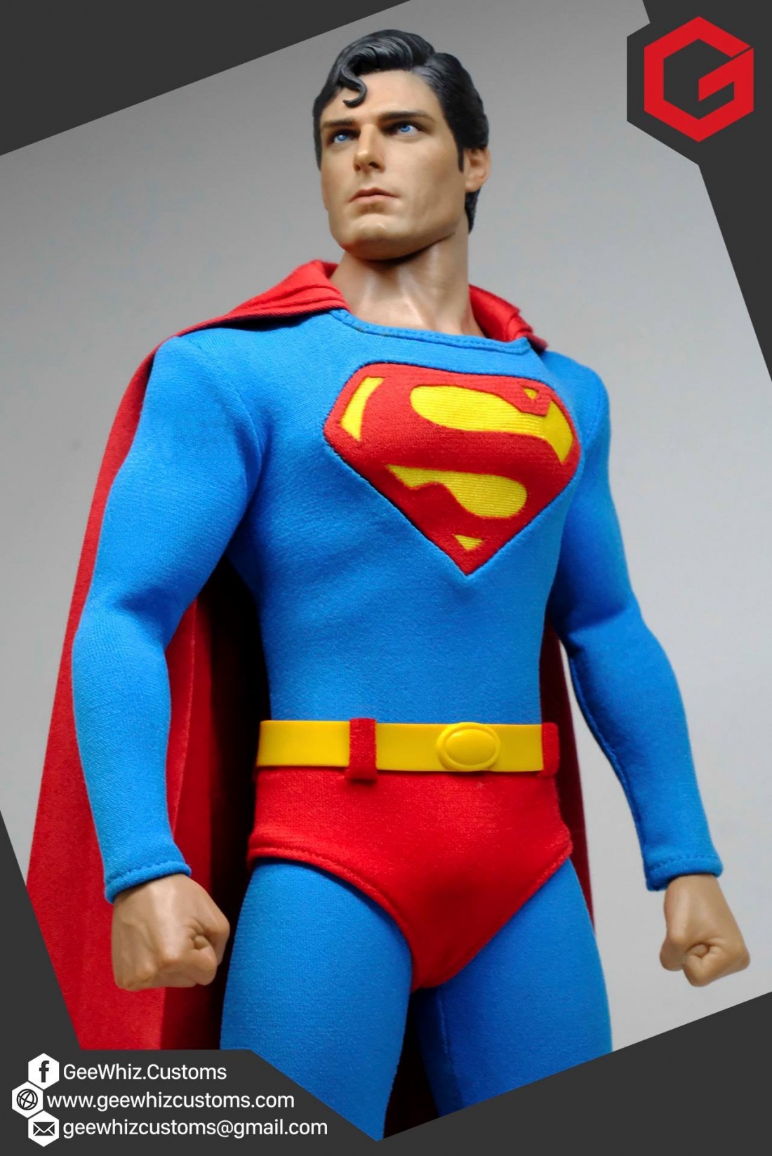 1/6 Male Superman Christopher Reeve PVC Head Carving F 12" Male Figure Body Toys 